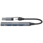 Концентратор Canyon USB-C/A 4-in-1 1xUSB 3.0 + 3xUSB 2.0 gray (CNS-TDS02G) Концентратор Canyon USB-C/A 4-in-1 1xUSB 3.0 + 3xUSB 2.0 gray (CNS-TDS02G)