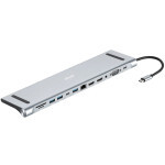 Концентратор 2E USB-C 10-in-1 3xUSB + 2xUSB-C + 2xHDMI + VGA + 3.5mm + microSD/SD + 1xRJ45 0.15m gray (2E-W2703)
