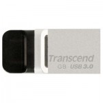 USB флеш накопичувач Transcend 64GB JetFlash OTG 880 Metal Silver USB 3.0 (TS64GJF880S)