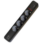 Сетевой фильтр питания EUROELECTRIC Х4 10А 2м USB, Type-C, Black (EE-104USB/C-2M Black)