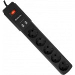 Сетевой фильтр питания Defender DEFENDER DFS 451 1.8m (99041) Сетевой фильтр питания Defender DEFENDER DFS 451 1.8m (99041)
