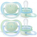Пустышка Philips AVENT Ultra Air Ночная 0-6 мес для мальчиков/нейтральная 2 шт (SCF376/11)