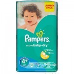 Подгузники Pampers Active Baby-Dry Maxi+ Размер 4+ (9-16 кг), 62 шт (4015400264774)