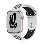 Смарт-часы Apple Watch Nike Series 7 GPS, 45mm Starlight Aluminium Case With Nike Sport Band Pure Platinum/Black (MKNA3)